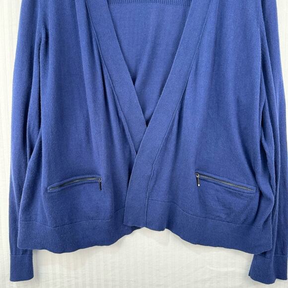 Sejour Royal Blue Open Cardigan Knit Sweater Size 2X Classic Preppy Luxurious - Picture 9 of 11